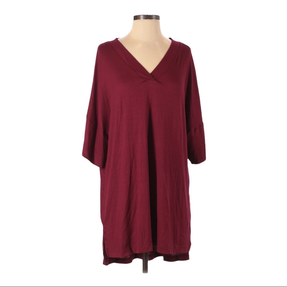 GO Couture Maroon V- Neck Top